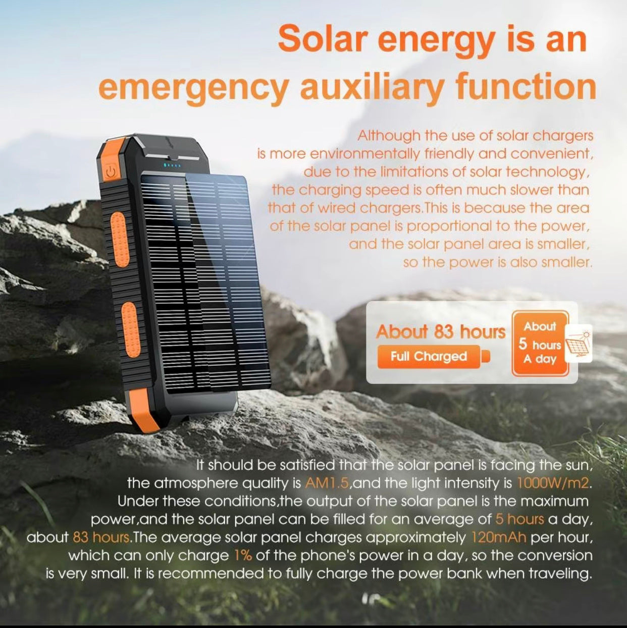 Portable Solar Charger, 8000mAh