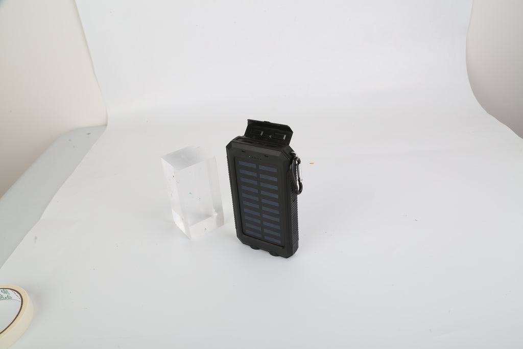 1Pc 10000MAh Solar Power Bank External Battery Pack Dual USB Interface Outdoor Charger With Battery Indicators SOS LED Lights Compass Camping Hiking