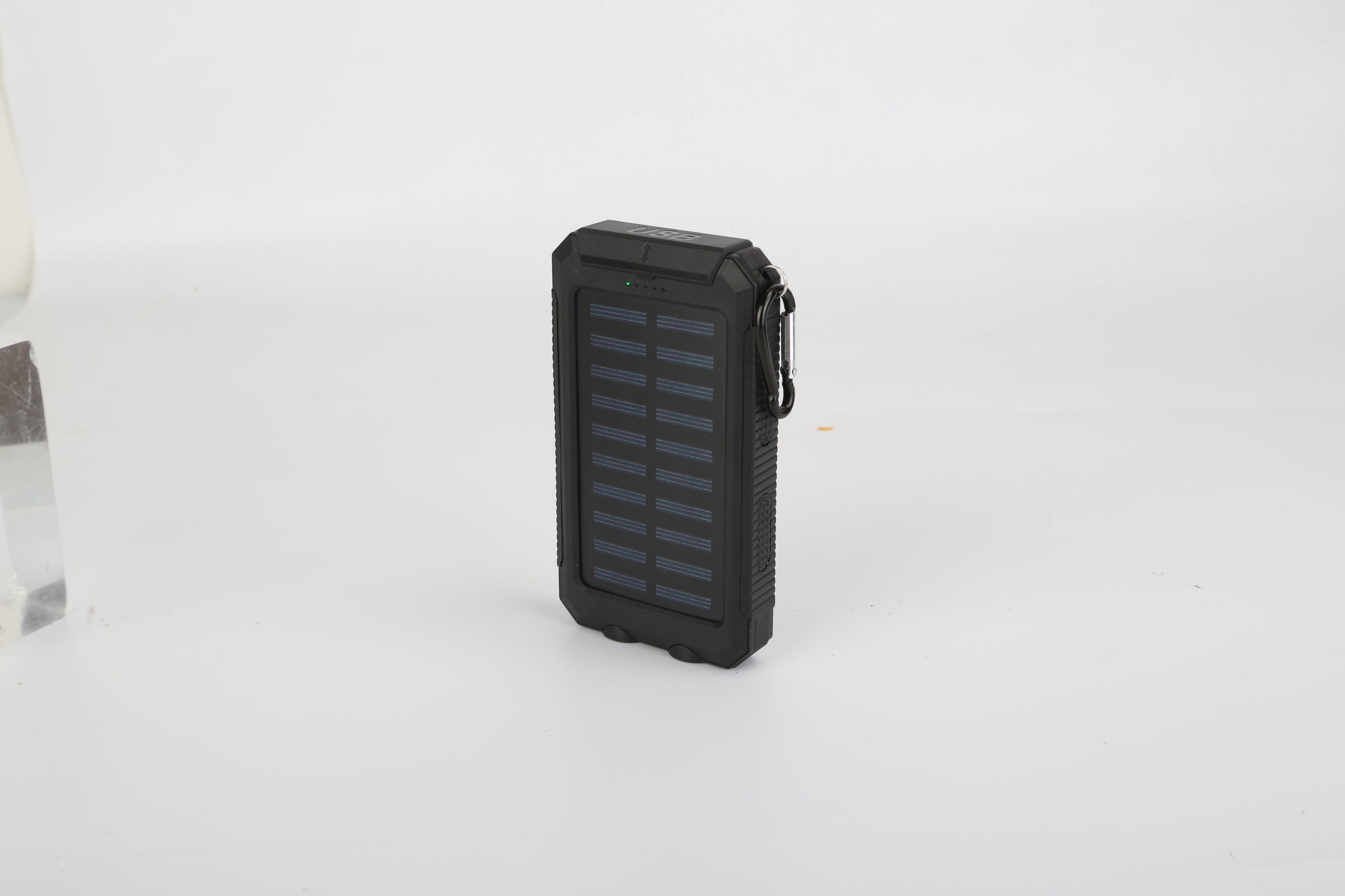 1Pc 10000MAh Solar Power Bank External Battery Pack Dual USB Interface Outdoor Charger With Battery Indicators SOS LED Lights Compass Camping Hiking