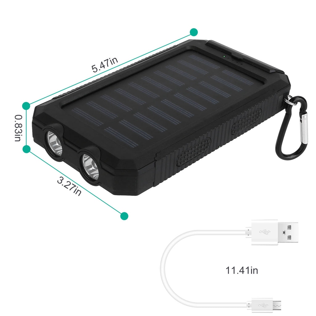 1Pc 10000MAh Solar Power Bank External Battery Pack Dual USB Interface Outdoor Charger With Battery Indicators SOS LED Lights Compass Camping Hiking