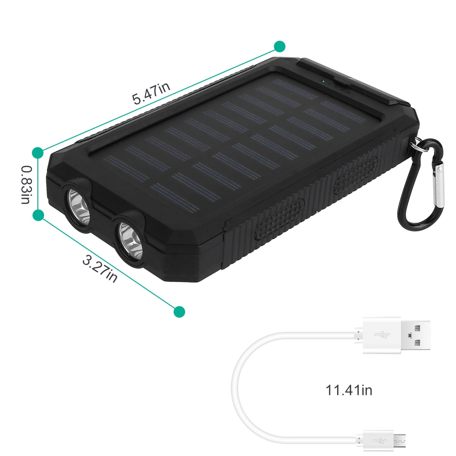 1Pc 10000MAh Solar Power Bank External Battery Pack Dual USB Interface Outdoor Charger With Battery Indicators SOS LED Lights Compass Camping Hiking