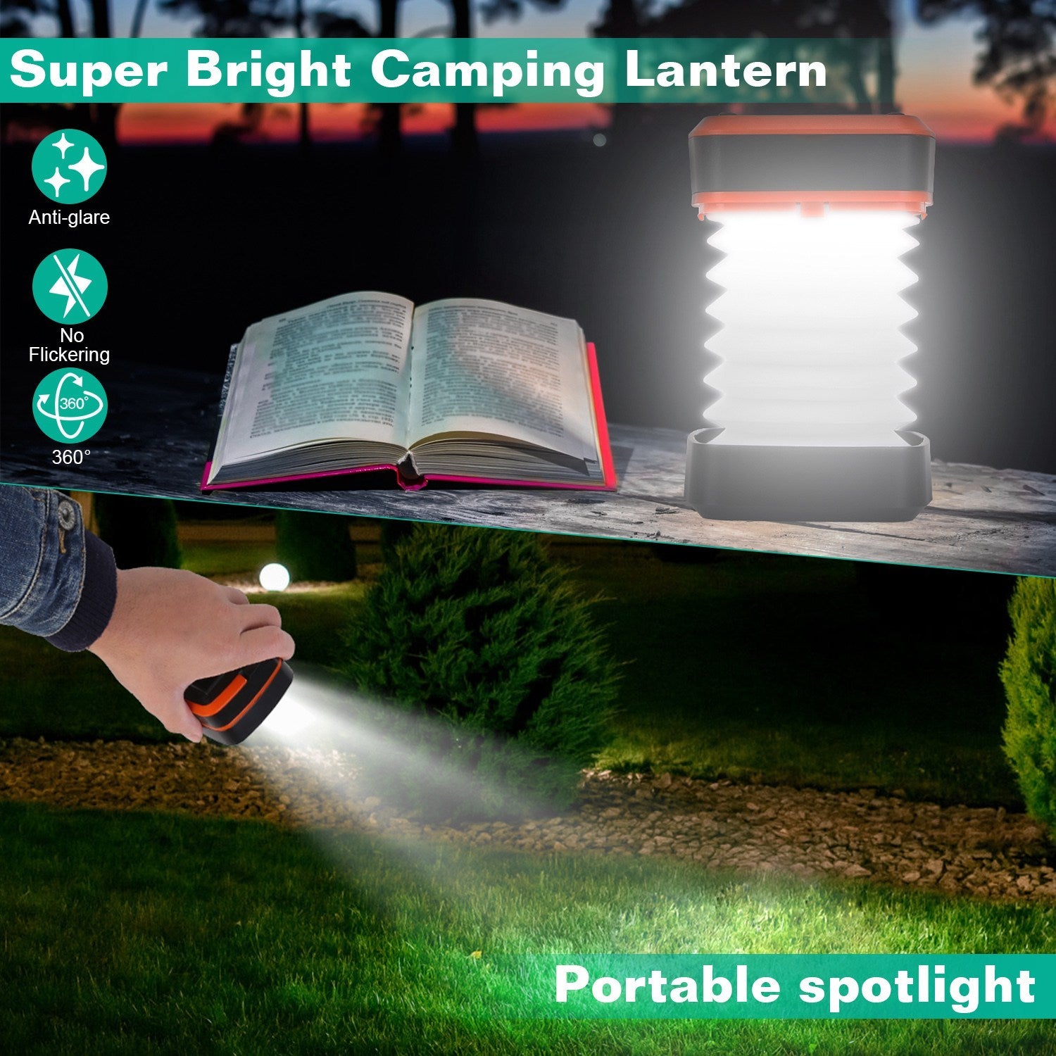 Solar Camping Lantern LED Collapsible Tent Lamp