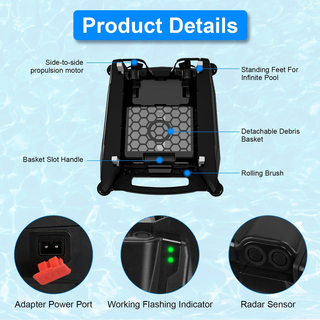 Solar Powered Robotic Pool Skimmer Automatic Swimming Pool Surface Cleaner
