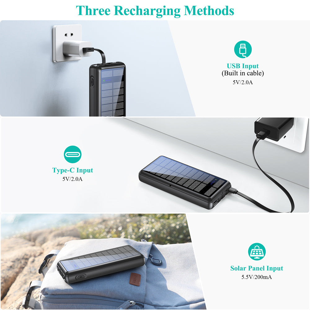 Dual-Wire Solar Power Bank (1pc)