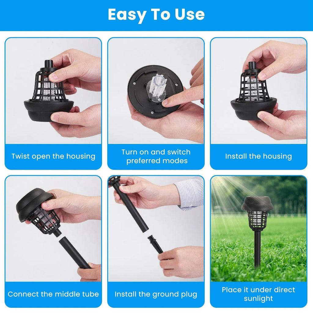 Solar Mosquito Zapper 4-Pack Dual Purple UV & White LED Modes