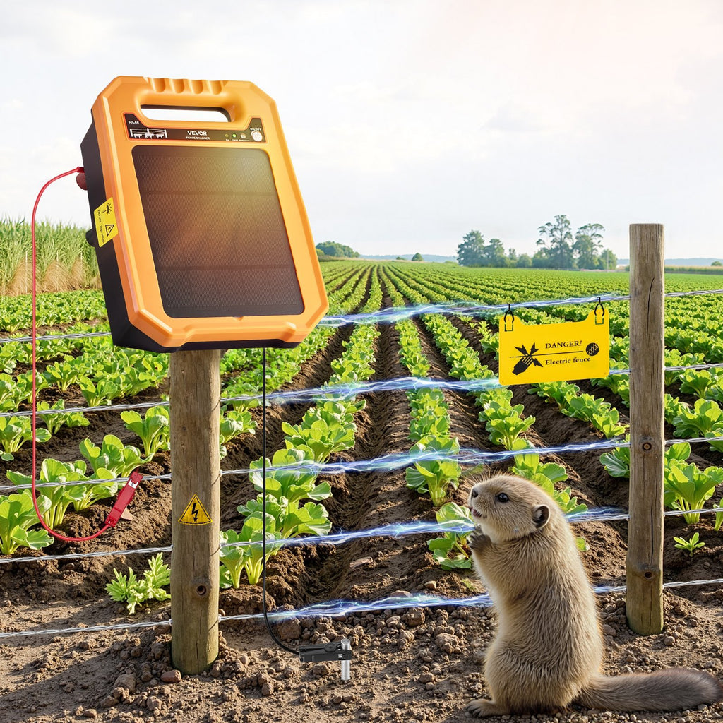 0.3J Solar Fence Charger 1.86 Miles Range Electric Fence Energizer For Livestock