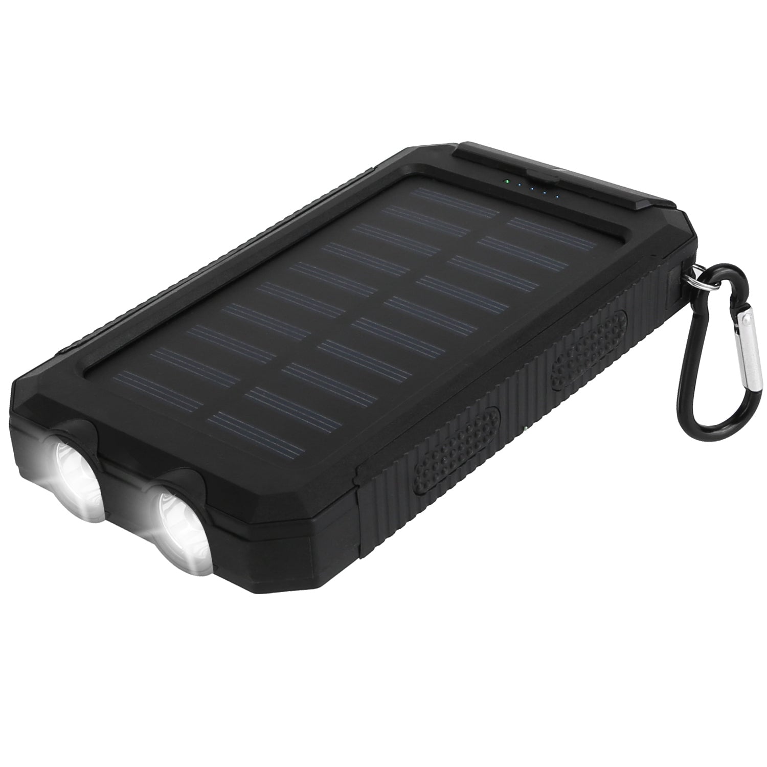 1Pc 10000MAh Solar Power Bank External Battery Pack Dual USB Interface Outdoor Charger With Battery Indicators SOS LED Lights Compass Camping Hiking